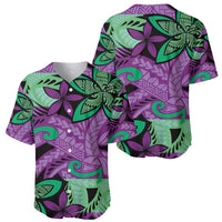 Plumeria Polynesian Pattern Baseball Jersey Unique Fantasy Purple Green LT01 - Polynesian Pride