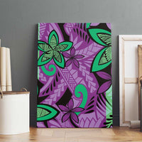 Plumeria Polynesian Pattern Canvas Wall Art Unique Fantasy Purple Green