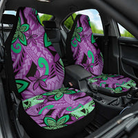 Plumeria Polynesian Pattern Car Seat Cover Unique Fantasy Purple Green
