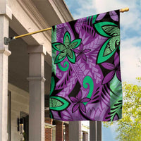 Plumeria Polynesian Pattern Garden Flag Unique Fantasy Purple Green