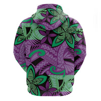 Plumeria Polynesian Pattern Hoodie Unique Fantasy Purple Green LT01 - Polynesian Pride