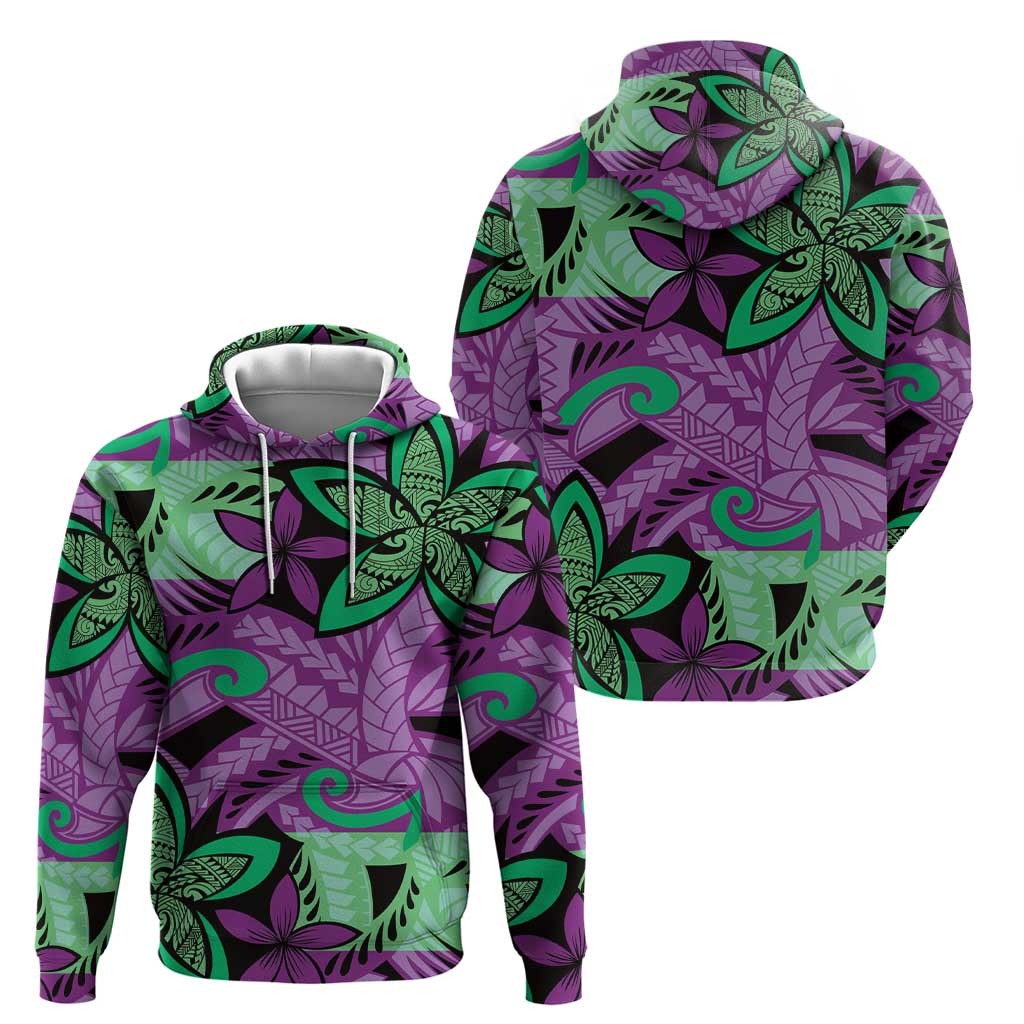 Plumeria Polynesian Pattern Hoodie Unique Fantasy Purple Green LT01 - Polynesian Pride