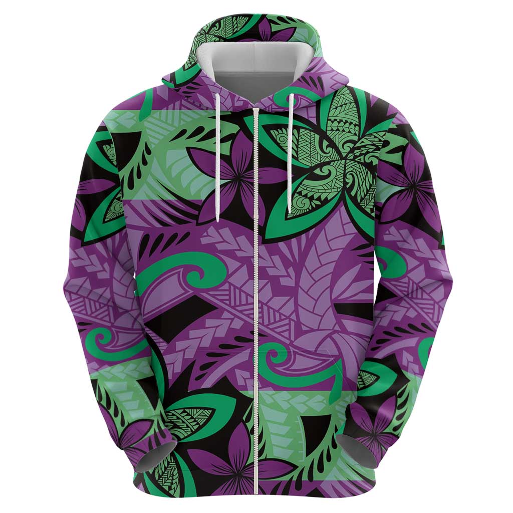Plumeria Polynesian Pattern Hoodie Unique Fantasy Purple Green LT01 - Polynesian Pride
