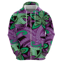 Plumeria Polynesian Pattern Hoodie Unique Fantasy Purple Green LT01 - Polynesian Pride