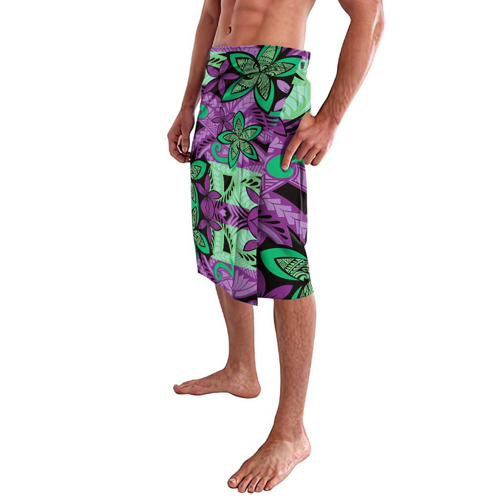 Plumeria Polynesian Pattern Lavalava Unique Fantasy Purple Green