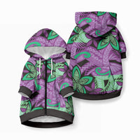 Plumeria Polynesian Pattern Pet Hoodie Unique Fantasy Purple Green
