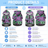 Plumeria Polynesian Pattern Pet Hoodie Unique Fantasy Purple Green