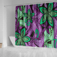 Plumeria Polynesian Pattern Shower Curtain Unique Fantasy Purple Green