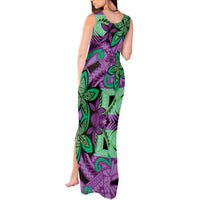 Plumeria Polynesian Pattern Tank Maxi Dress Unique Fantasy Purple Green