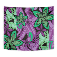 Plumeria Polynesian Pattern Tapestry Unique Fantasy Purple Green