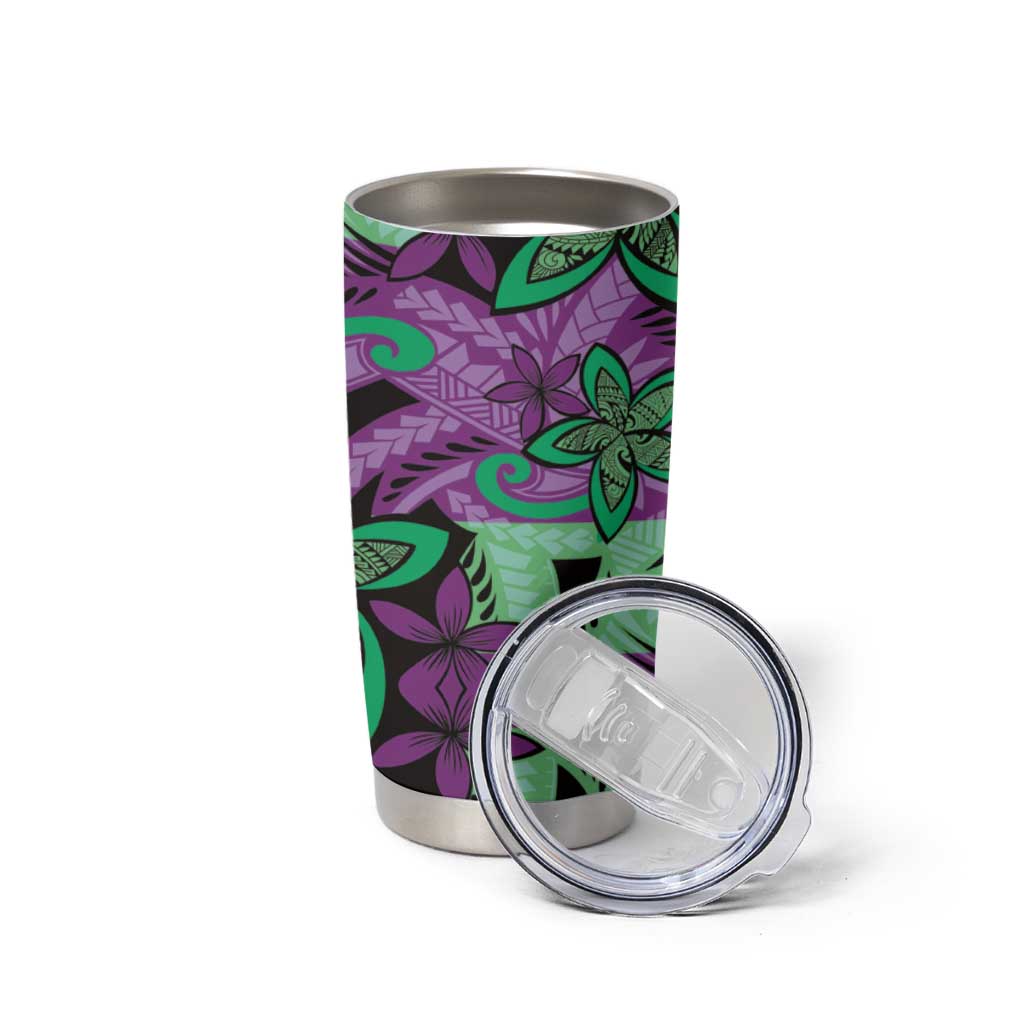 Plumeria Polynesian Pattern Tumbler Cup Unique Fantasy Purple Green LT01 - Polynesian Pride