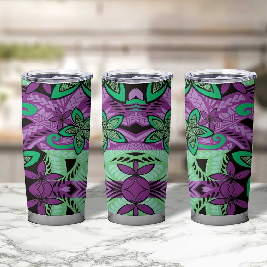 Plumeria Polynesian Pattern Tumbler Cup Unique Fantasy Purple Green LT01 - Polynesian Pride