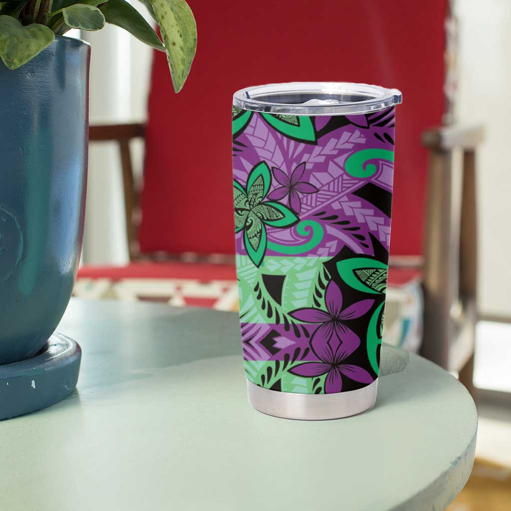 Plumeria Polynesian Pattern Tumbler Cup Unique Fantasy Purple Green LT01 - Polynesian Pride