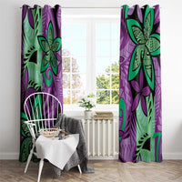 Plumeria Polynesian Pattern Window Curtain Unique Fantasy Purple Green