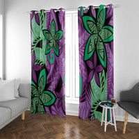 Plumeria Polynesian Pattern Window Curtain Unique Fantasy Purple Green