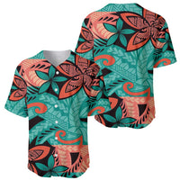 Plumeria Polynesian Pattern Baseball Jersey Unique Fantasy Teal Orange LT01 - Polynesian Pride