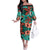 Plumeria Polynesian Pattern Family Matching Off The Shoulder Long Sleeve Dress and Hawaiian Shirt Unique Fantasy Teal Orange
