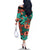 Plumeria Polynesian Pattern Family Matching Off The Shoulder Long Sleeve Dress and Hawaiian Shirt Unique Fantasy Teal Orange