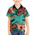 Plumeria Polynesian Pattern Family Matching Off The Shoulder Long Sleeve Dress and Hawaiian Shirt Unique Fantasy Teal Orange