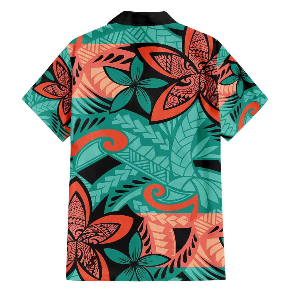 Plumeria Polynesian Pattern Family Matching Summer Maxi Dress and Hawaiian Shirt Unique Fantasy Teal Orange LT01 - Polynesian Pride