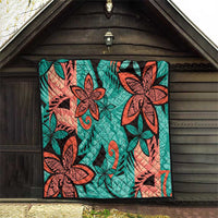 Plumeria Polynesian Pattern Quilt Unique Fantasy Teal Orange LT01 - Polynesian Pride