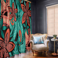 Plumeria Polynesian Pattern Window Curtain Unique Fantasy Teal Orange