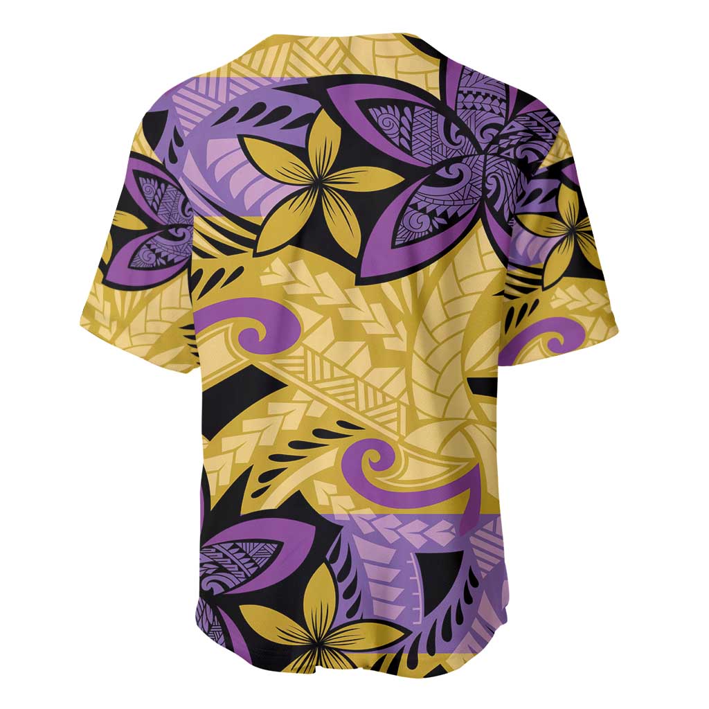 Plumeria Polynesian Pattern Baseball Jersey Unique Fantasy Yellow Purple LT01 - Polynesian Pride