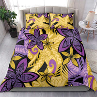 Plumeria Polynesian Pattern Bedding Set Unique Fantasy Yellow Purple