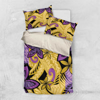 Plumeria Polynesian Pattern Bedding Set Unique Fantasy Yellow Purple
