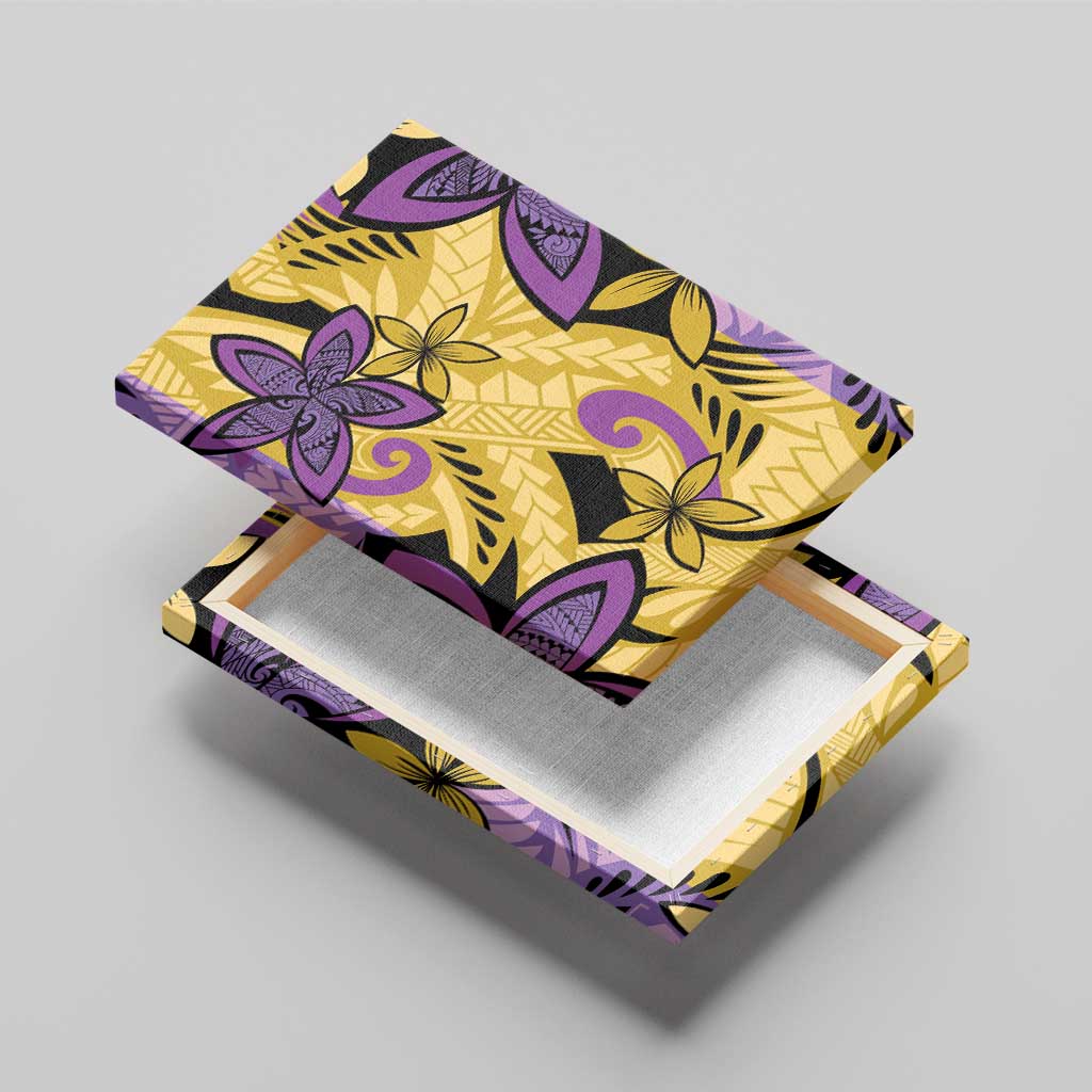 Plumeria Polynesian Pattern Canvas Wall Art Unique Fantasy Yellow Purple