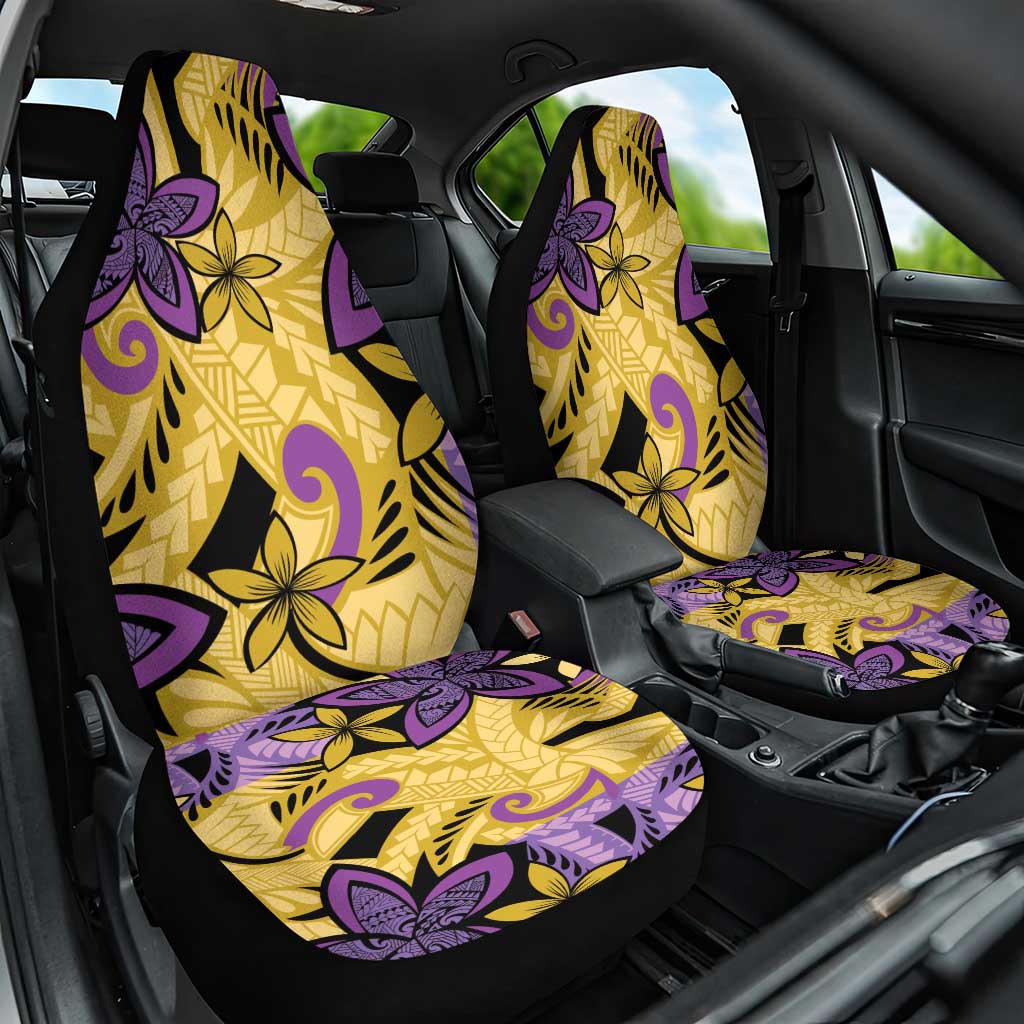 Plumeria Polynesian Pattern Car Seat Cover Unique Fantasy Yellow Purple