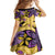 Plumeria Polynesian Pattern Family Matching Off The Shoulder Long Sleeve Dress and Hawaiian Shirt Unique Fantasy Yellow Purple