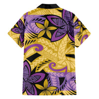Plumeria Polynesian Pattern Family Matching Tank Maxi Dress and Hawaiian Shirt Unique Fantasy Yellow Purple