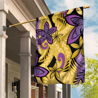 Plumeria Polynesian Pattern Garden Flag Unique Fantasy Yellow Purple