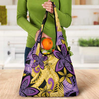 Plumeria Polynesian Pattern Grocery Bag Unique Fantasy Yellow Purple LT01 - Polynesian Pride