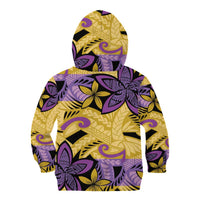 Plumeria Polynesian Pattern Kid Hoodie Unique Fantasy Yellow Purple