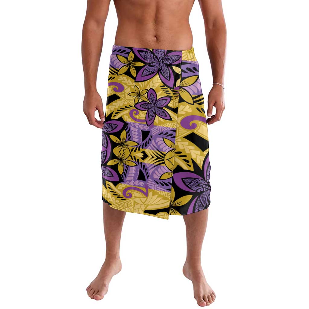 Plumeria Polynesian Pattern Lavalava Unique Fantasy Yellow Purple