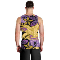 Plumeria Polynesian Pattern Men Tank Top Unique Fantasy Yellow Purple
