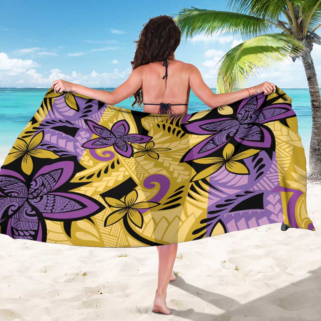 Plumeria Polynesian Pattern Sarong Unique Fantasy Yellow Purple LT01 - Polynesian Pride