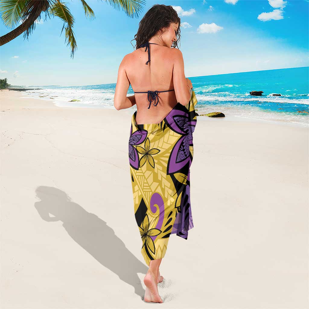 Plumeria Polynesian Pattern Sarong Unique Fantasy Yellow Purple LT01 - Polynesian Pride