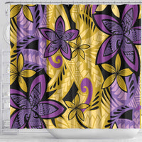Plumeria Polynesian Pattern Shower Curtain Unique Fantasy Yellow Purple
