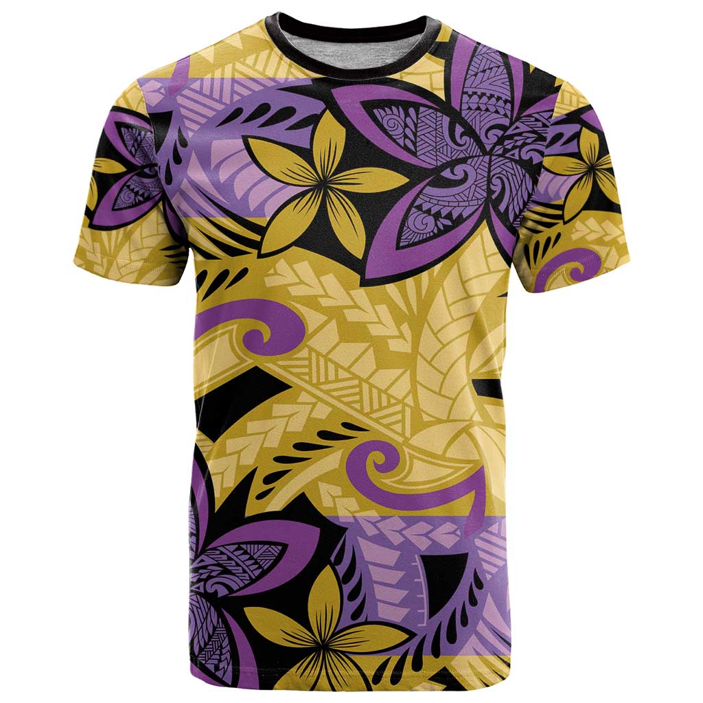 Plumeria Polynesian Pattern T Shirt Unique Fantasy Yellow Purple LT01 Yellow - Polynesian Pride