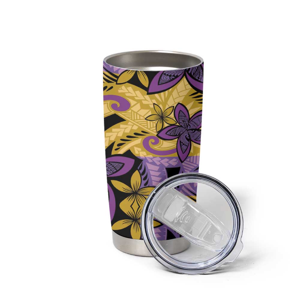 Plumeria Polynesian Pattern Tumbler Cup Unique Fantasy Yellow Purple LT01 - Polynesian Pride