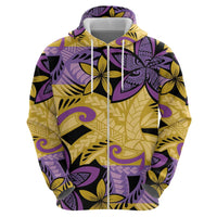 Plumeria Polynesian Pattern Zip Hoodie Unique Fantasy Yellow Purple