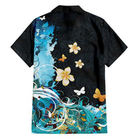 Blue Grunge Polynesian Pattern Family Matching Puletasi and Hawaiian Shirt Plumeria Floral LT01 - Polynesian Pride