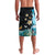 Blue Grunge Polynesian Pattern Lavalava Plumeria Floral