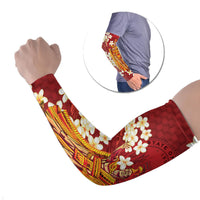 Hawaii King Kamehameha Arm Sleeves Plumeria Lauhala Pattern
