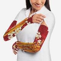 Hawaii King Kamehameha Arm Sleeves Plumeria Lauhala Pattern