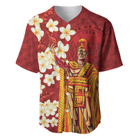 Hawaii King Kamehameha Baseball Jersey Plumeria Lauhala Pattern