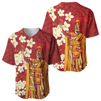 Hawaii King Kamehameha Baseball Jersey Plumeria Lauhala Pattern